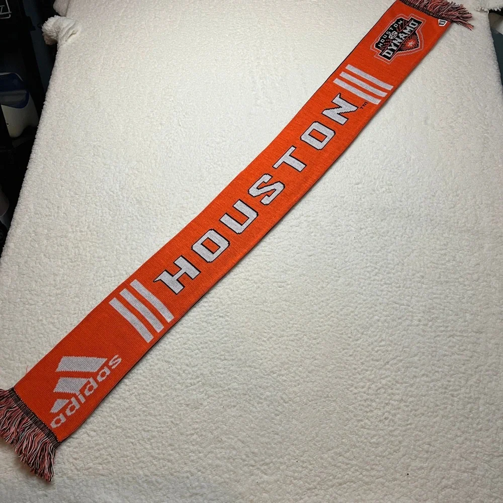 Adidas Houston Dynamo MLS Soccer Scarf Orange Black Knit Made in‎ England